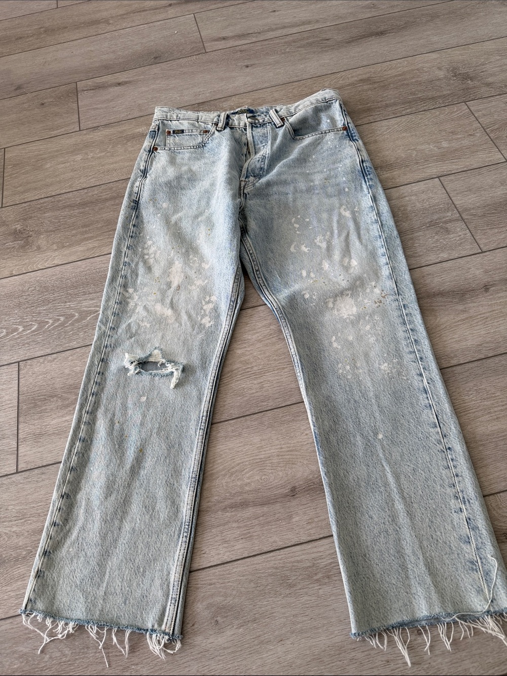 Polo Ralph Lauren relaxed straight Light Blue distressed Straight crop jeans 28 - Picture 3 of 11